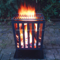 Fire Basket with Grill Black High-temp Painting